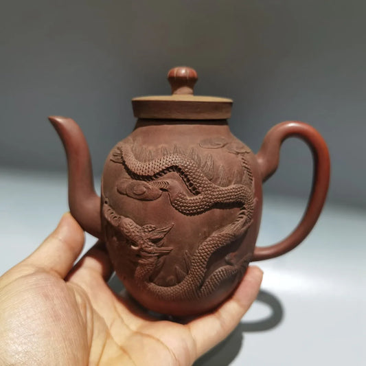 Chinese Yixing Zisha Clay Teapot  Dragon Phoenix Wine Pot Jingxi Shaobaiyuan 380ml