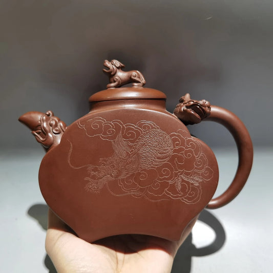 Chinese Yixing Zisha Clay Teapot  Hidden Dragon Pot Fan Xiaolan 680ml