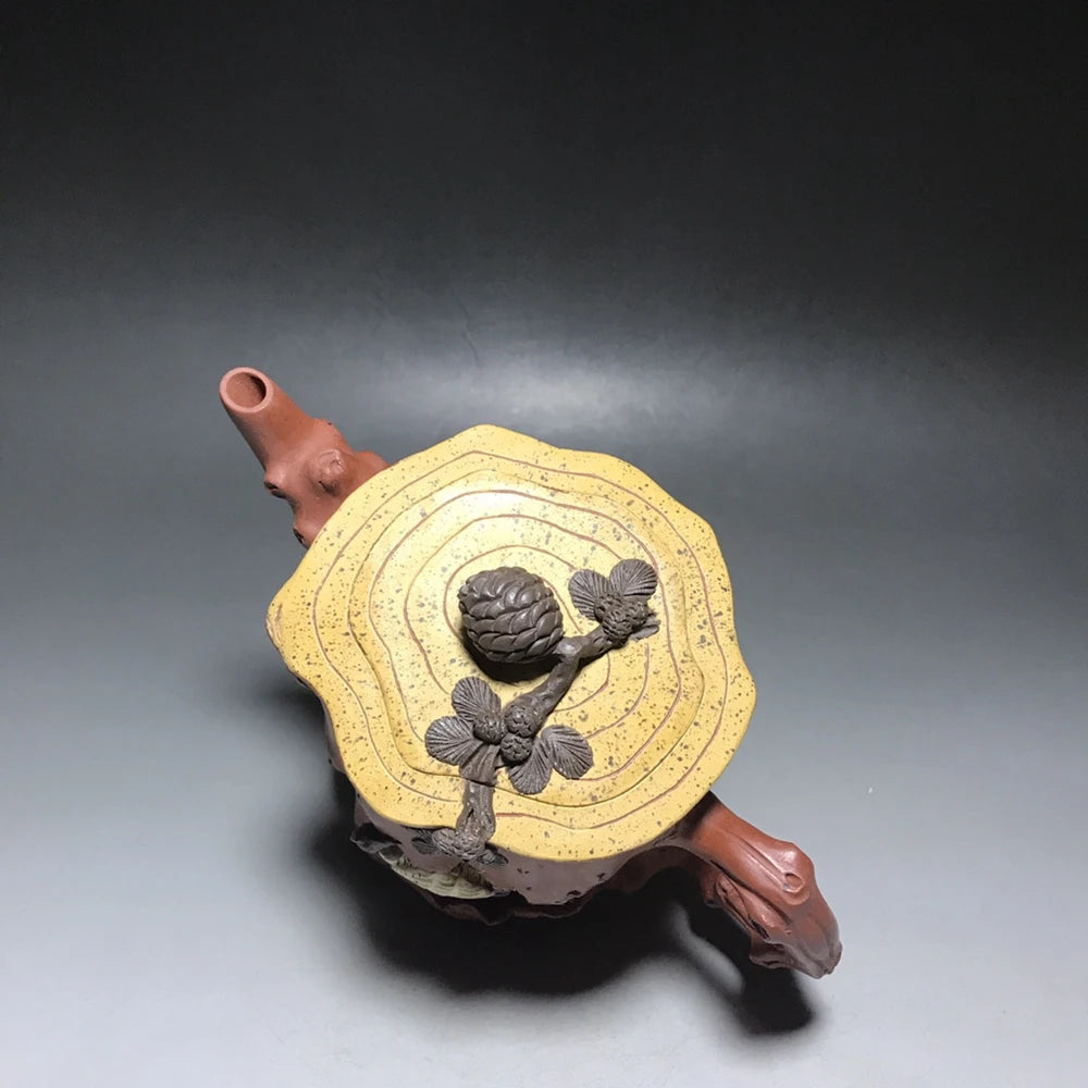 Chinese Yixing Zisha Clay Teapot  Pine crane tree stumps Pot  Wang Yinxian 550ml