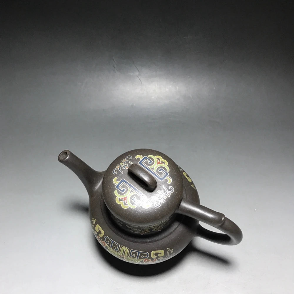 Chinese Yixing Zisha Clay Teapot  Silver Silk Tripod Pattern Three legged Pot Jinding trademark 350ml