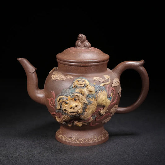 Chinese Yixing Zisha Clay Teapot  Xiang lion Pot  Qianlong reign of the Qing Dynasty 500ml