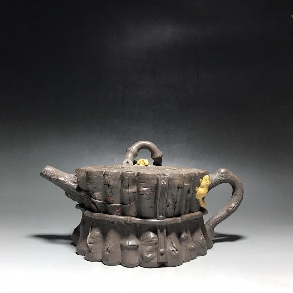 Chinese Yixing Zisha Clay Teapot  a bundle of bamboo Pot  Zhou Longfang 950ml