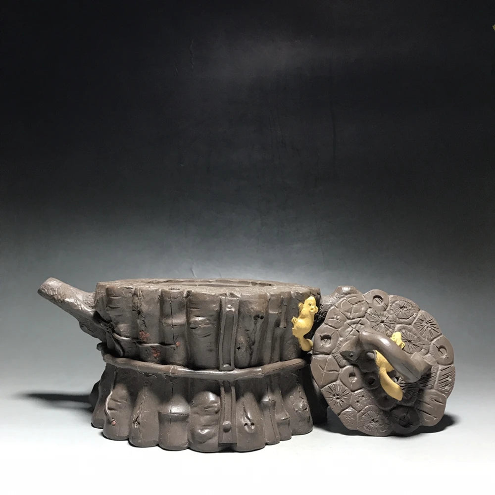 Chinese Yixing Zisha Clay Teapot  a bundle of bamboo Pot  Zhou Longfang 950ml