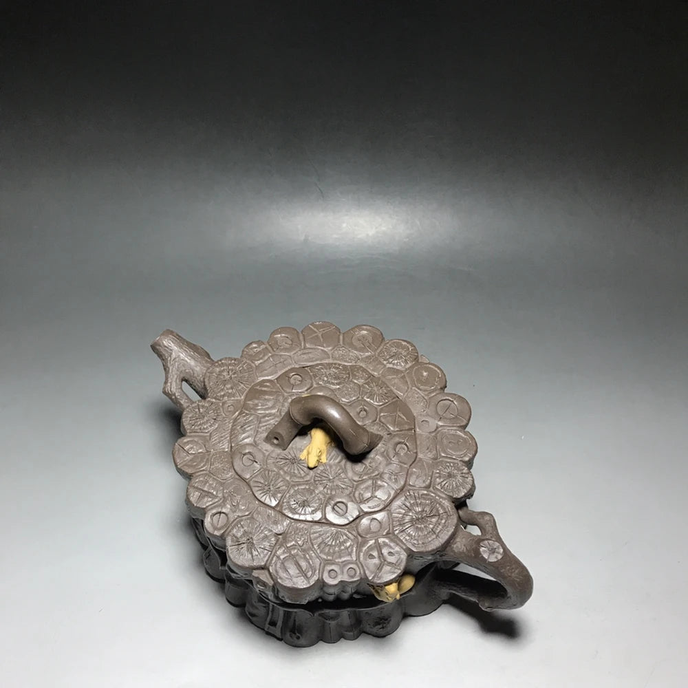 Chinese Yixing Zisha Clay Teapot  a bundle of bamboo Pot  Zhou Longfang 950ml