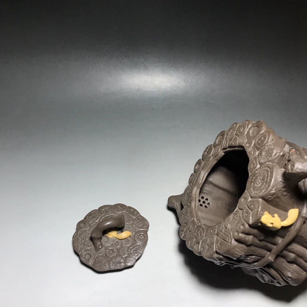 Chinese Yixing Zisha Clay Teapot  a bundle of bamboo Pot  Zhou Longfang 950ml