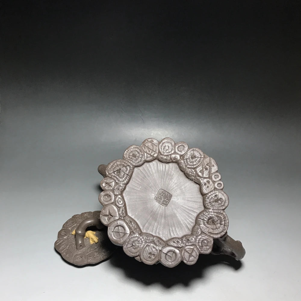 Chinese Yixing Zisha Clay Teapot  a bundle of bamboo Pot  Zhou Longfang 950ml