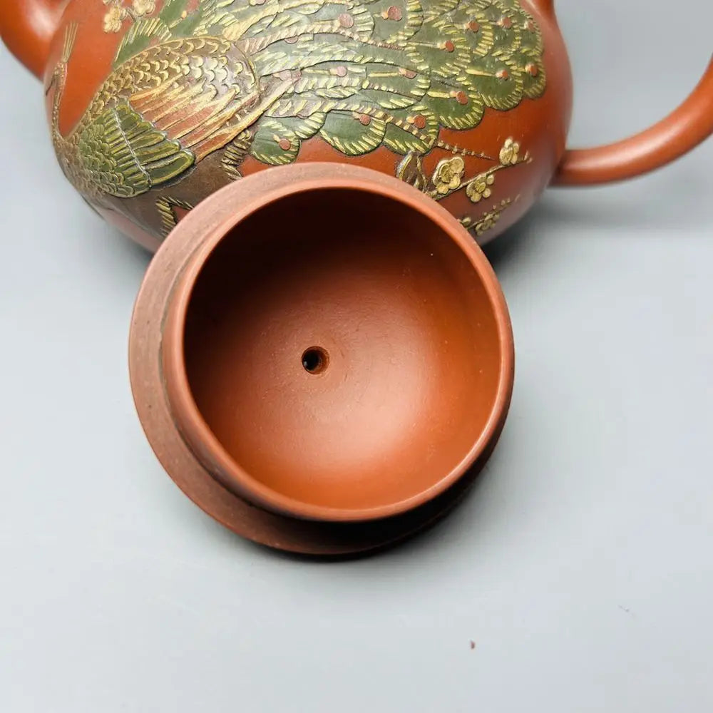 Chinese Yixing Zisha Clay Teapot  hand painted phoenix gilded Pot Emperor Kangxi 500ml