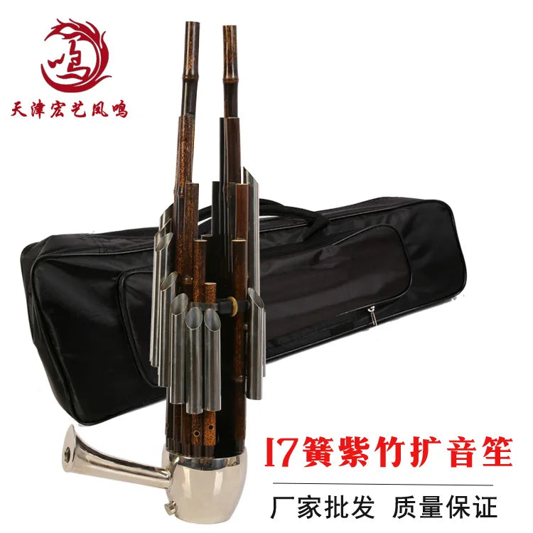 Chinese traditional Musical Instrument BAMBOO SHENG ancient reed pipe wind instrument sheng D tone 17-key purple bamboo sheng