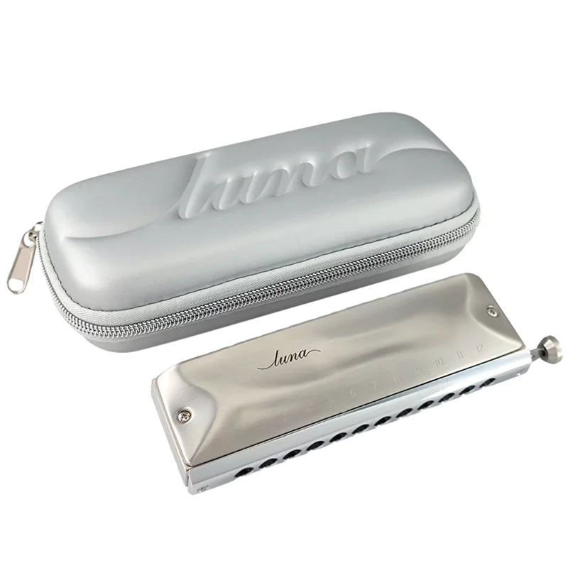 Chromatic Harmonica JDR Luna Harp Professional Armonica, Outdoor Musical Instruments,12 Holes Mouth Organ, Palladium Alloy Comb
