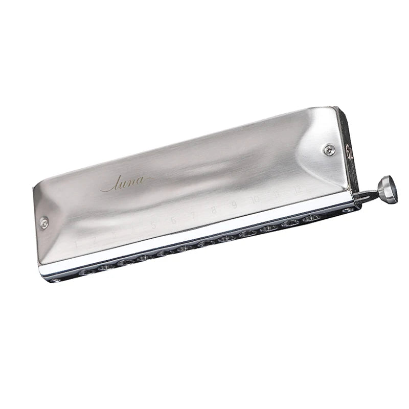 Chromatic Harmonica JDR Luna Harp Professional Armonica, Outdoor Musical Instruments,12 Holes Mouth Organ, Palladium Alloy Comb