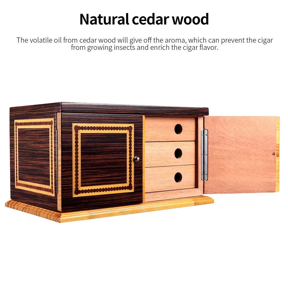 Cigar Humidor 3 Layers With Humidifier Hygrometer Moisturizing Cigars Humidor Cedar Wood Cigar Box large capacity Fit 250pcs