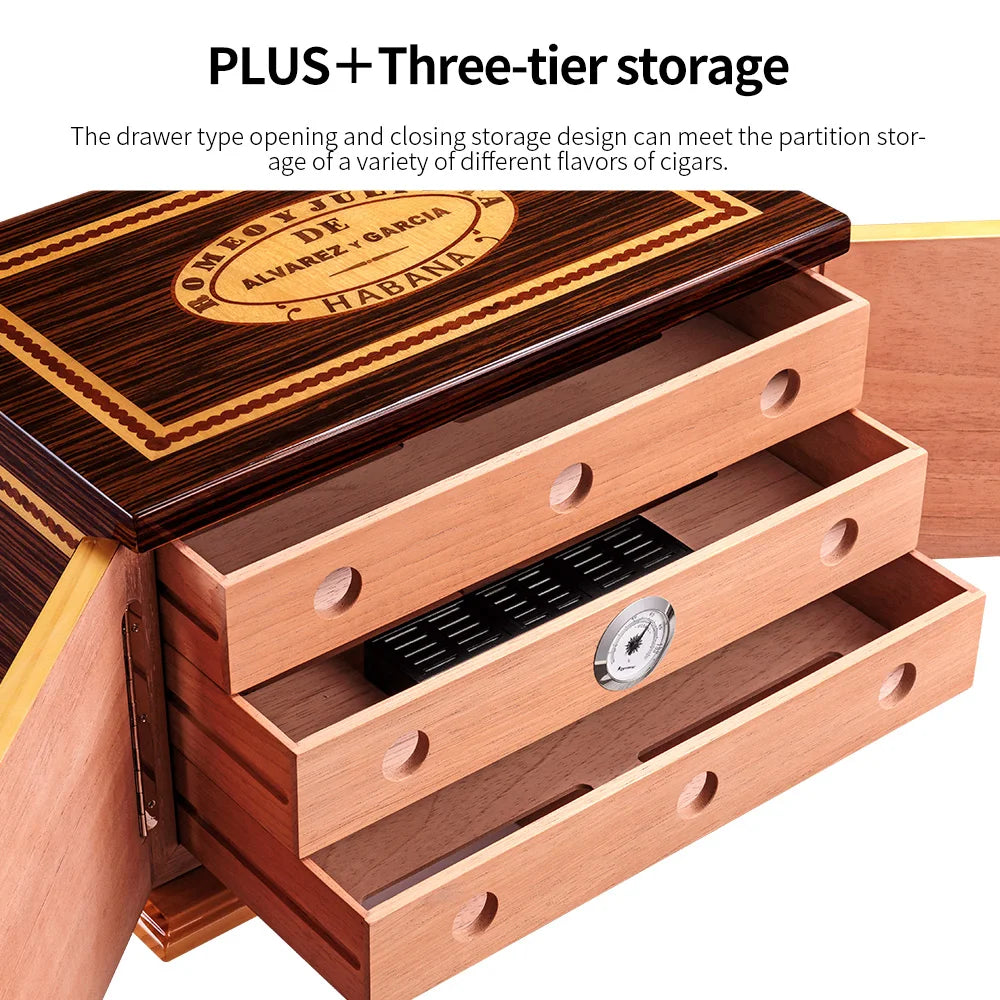 Cigar Humidor 3 Layers With Humidifier Hygrometer Moisturizing Cigars Humidor Cedar Wood Cigar Box large capacity Fit 250pcs