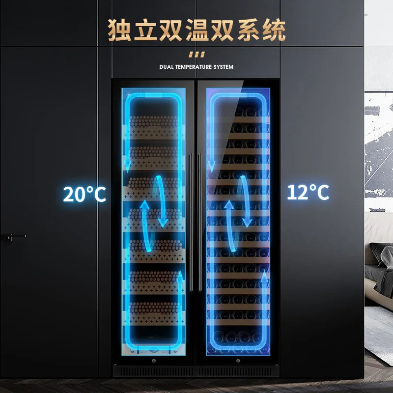 Cigar Humidor Cigar Cabinet Constant Temperature Humidity Cigar Tea Wine Cabinet Solid Wood Double Door Beech Wood Shelf Cl-320C