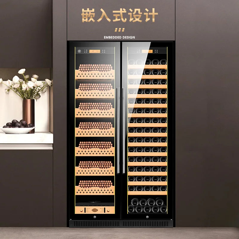 Cigar Humidor Cigar Cabinet Constant Temperature Humidity Cigar Tea Wine Cabinet Solid Wood Double Door Beech Wood Shelf Cl-320C