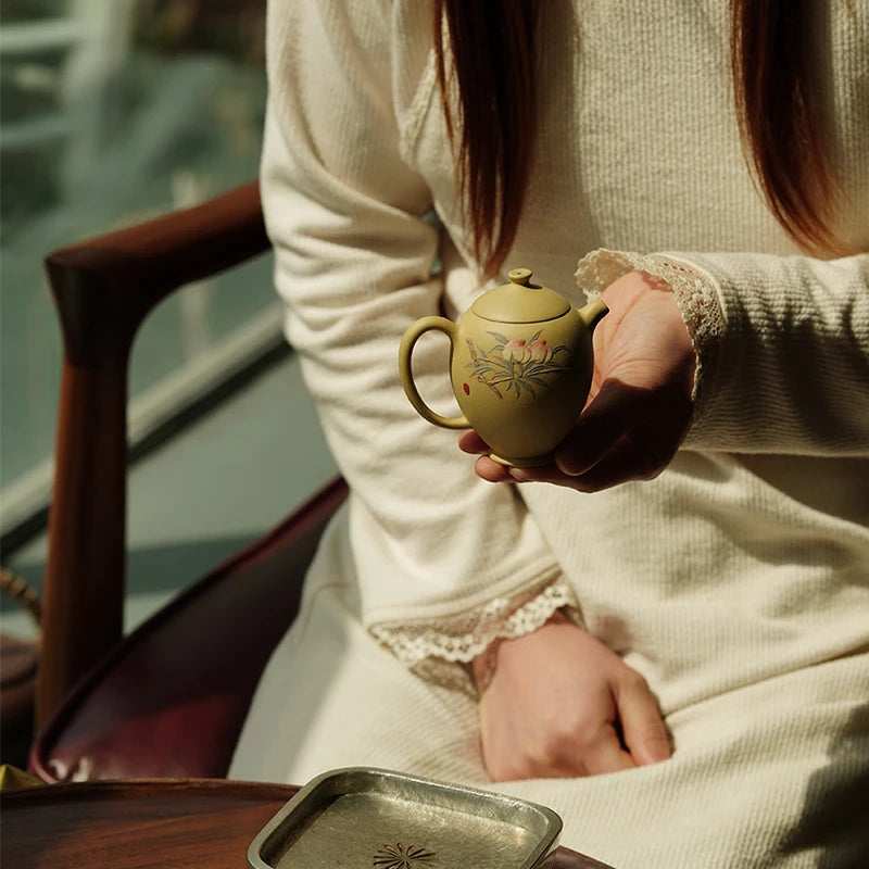 Clay Painting Huai Pot Raw Ore Benshan Green Mud Yixing Handmade Purple Clay Pot Kung Fu Teapot Sketch Pot 120cc