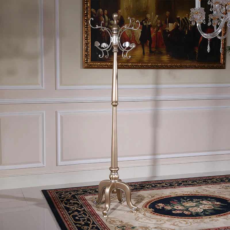 Coat rack, European style solid wood luxury classical storage shelf, bedroom storage shelf