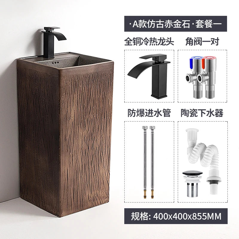 Column basin bathroom integrated column washbasin outdoor courtyard washbasin floor standing retro washbasin