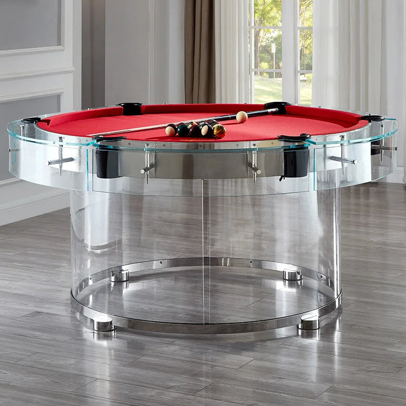 Commercial Club Leisure and Entertainment Table Tennis Table, Chinese Black Eight Tempered Glass Circular Table for BilliardsTen
