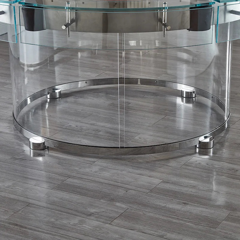 Commercial Club Leisure and Entertainment Table Tennis Table, Chinese Black Eight Tempered Glass Circular Table for BilliardsTen