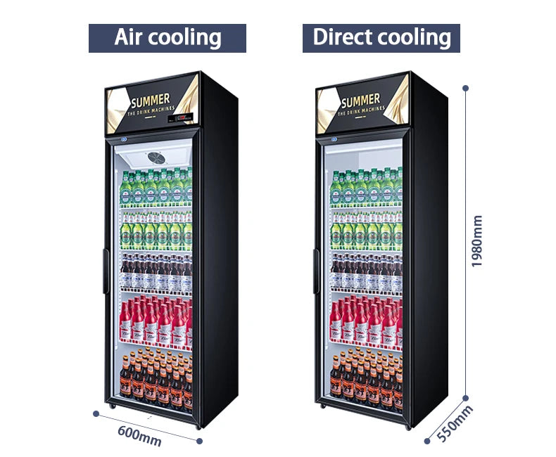 Commercial Frost-Free Vertical Large-Capacity Fruit Preservation Beverage Refrigerated Single and Double Door Display Cabinet