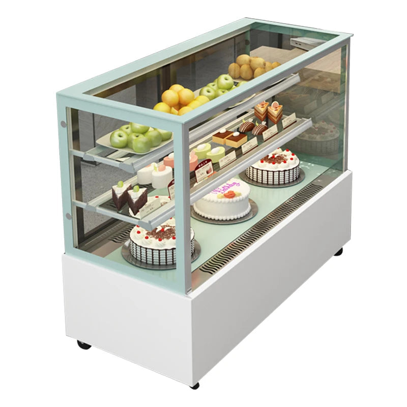 Commercial Supermarket Double Glass Bakery Display Cake Refrigerated Cake Showcase Cabinet with CE Cert