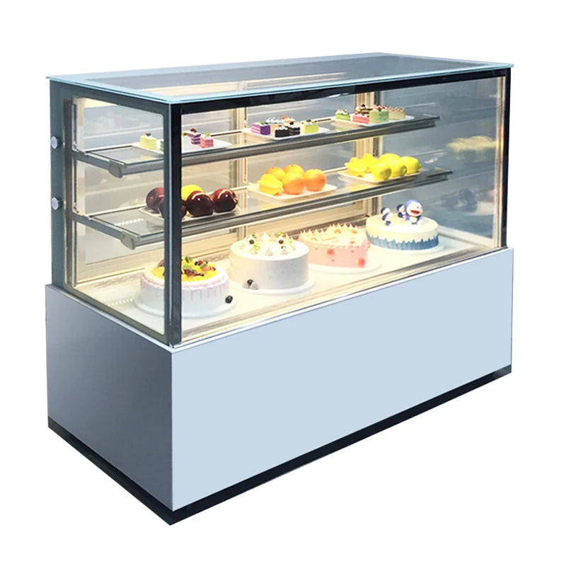 Commercial Supermarket Double Glass Bakery Display Cake Refrigerated Cake Showcase Cabinet with CE Cert