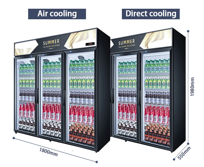 Commercial Supermarket Vertical Fresh-Keeping Copper Tube Refrigerated Beverage Display Cabinet Refrigerator Freezer