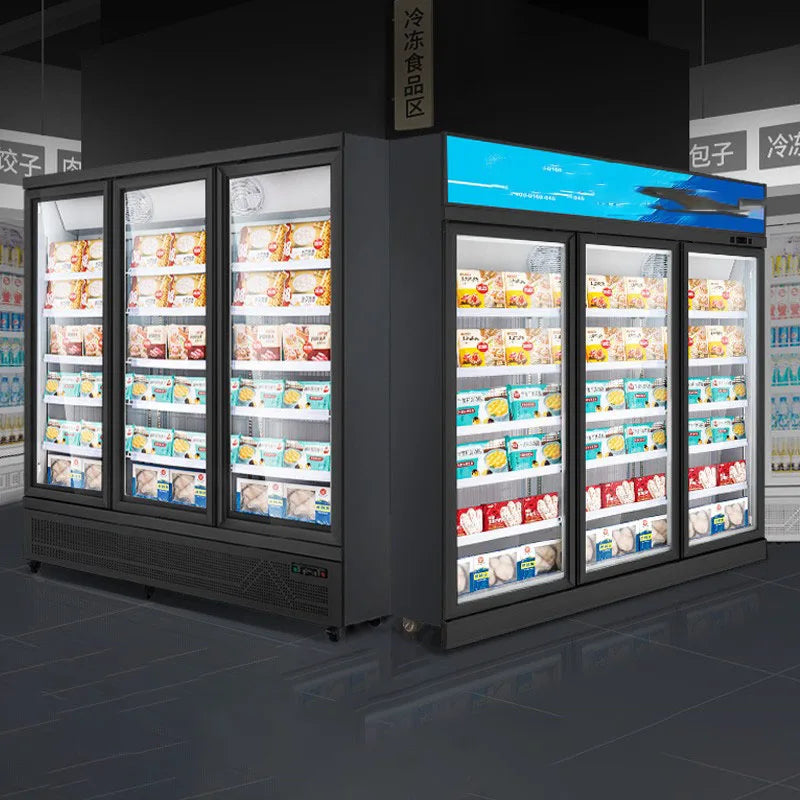 Commercial fresh-keeping display cabinet air-cooled vertical freezer large-capacity single-door and double-door dual-purpose sea