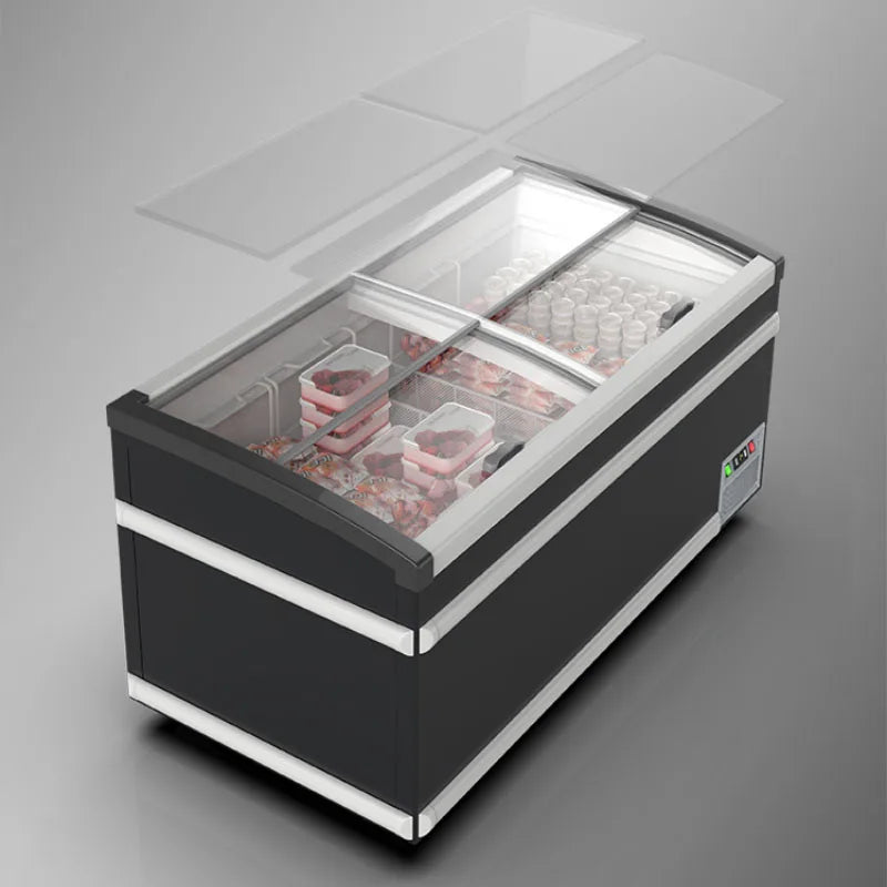 Commercial large capacity combination island freezer freezer freezer freezer glass door horizontal display cabinet for supermark