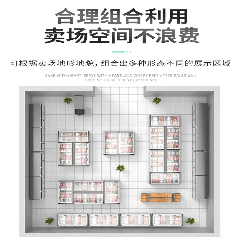 Commercial large capacity combination island freezer freezer freezer freezer glass door horizontal display cabinet for supermark