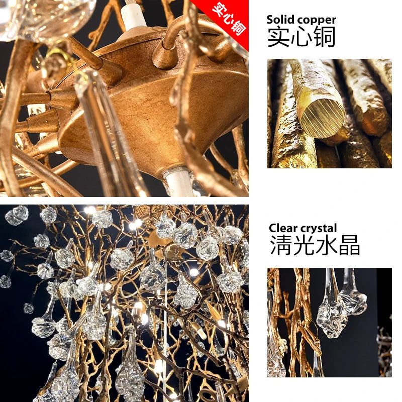 Contemporary Crystal Chandelier Duplex Villa Hotel Stair Light Luxury Grand Sales Department