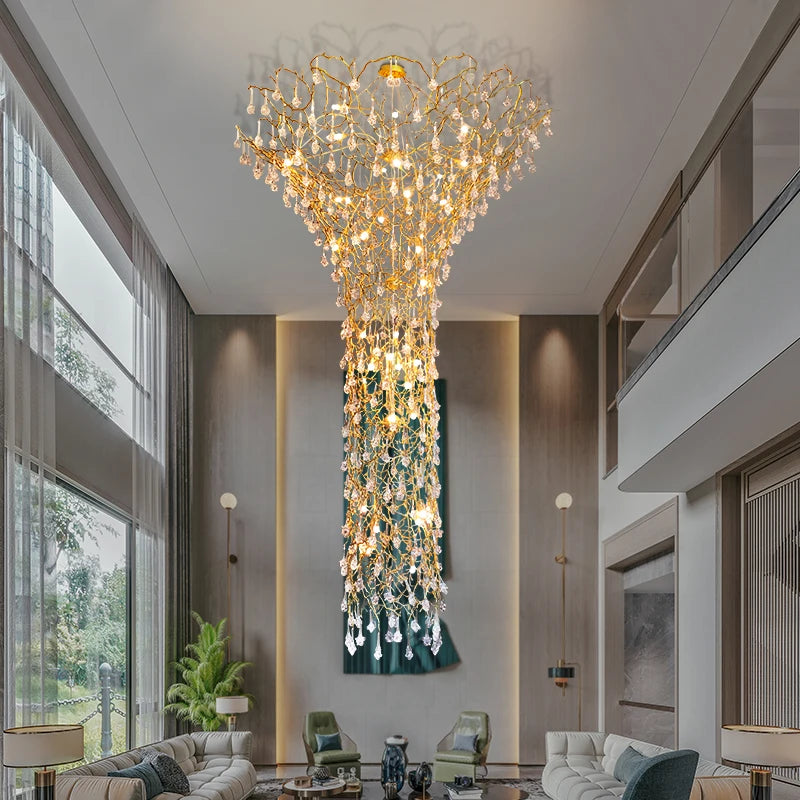 Contemporary Crystal Chandelier Duplex Villa Hotel Stair Light Luxury Grand Sales Department
