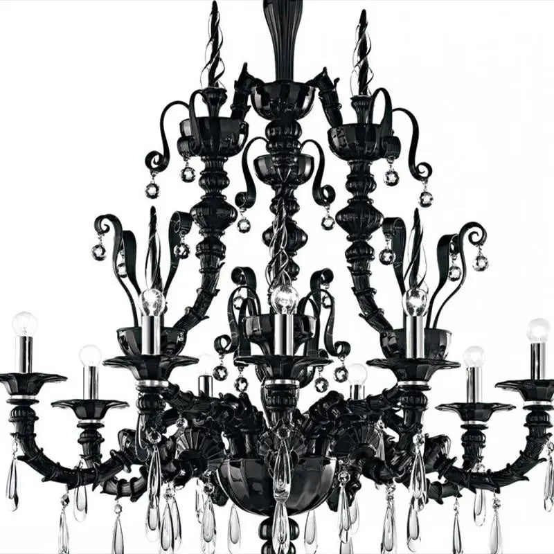 Contemporary Indoor Decoration Custom Hotel Lobby Villa Wedding Hall Led Transparent Black Crystal Chandelier Chandelier