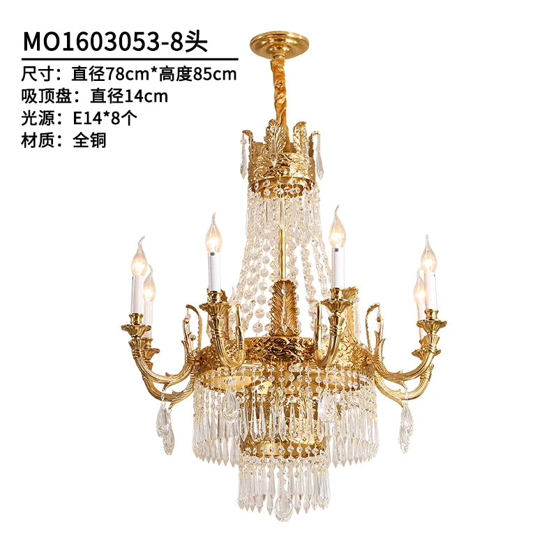Copper Crystal Chandelier Living Room Dining Room Stairs Duplex Villa Luxury Atmosphere