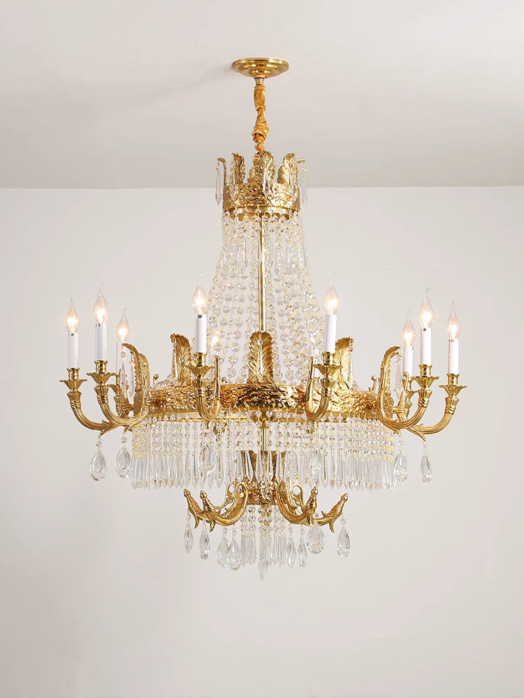 Copper Crystal Chandelier Living Room Dining Room Stairs Duplex Villa Luxury Atmosphere