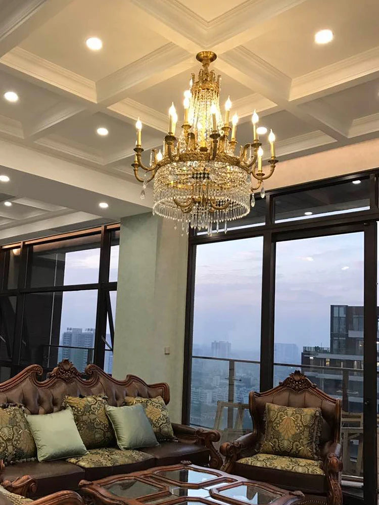 Copper Crystal Chandelier Living Room Dining Room Stairs Duplex Villa Luxury Atmosphere