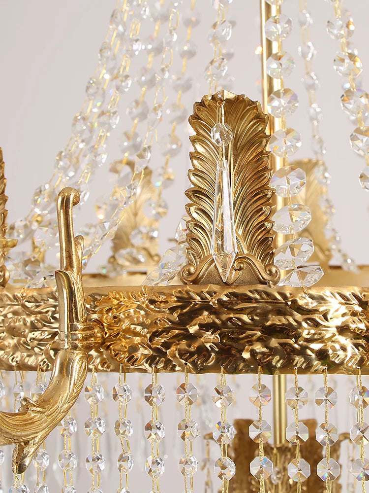 Copper Crystal Chandelier Living Room Dining Room Stairs Duplex Villa Luxury Atmosphere