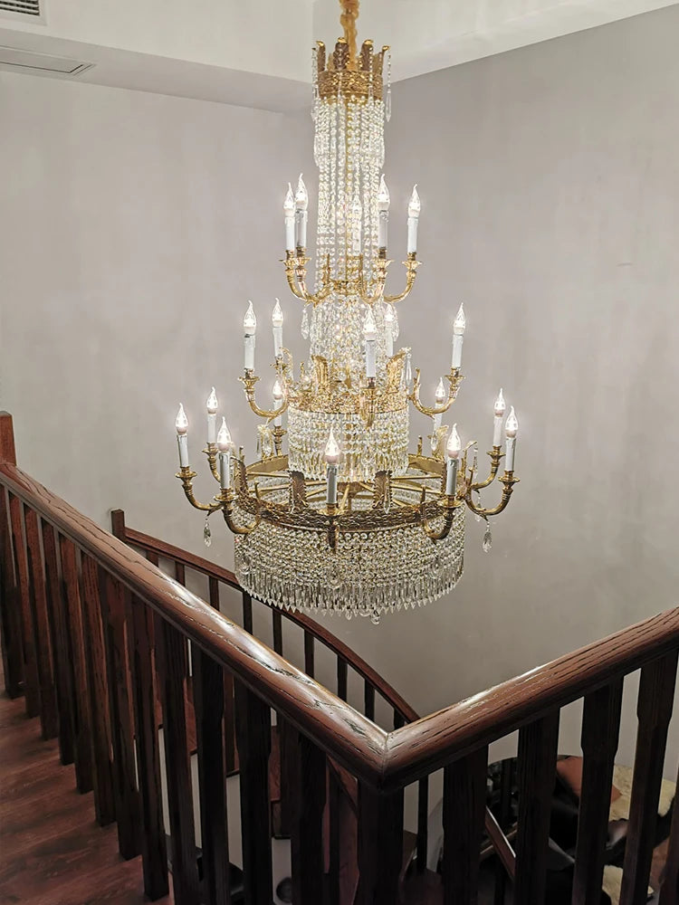 Copper Crystal Chandelier Living Room Dining Room Stairs Duplex Villa Luxury Atmosphere