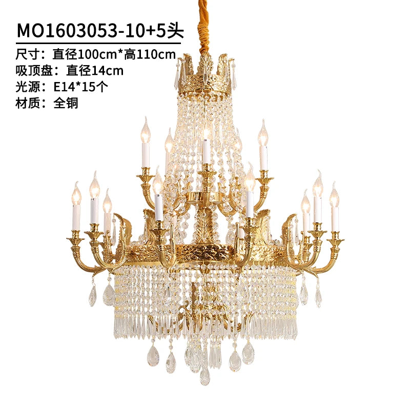 Copper Crystal Chandelier Living Room Dining Room Stairs Duplex Villa Luxury Atmosphere