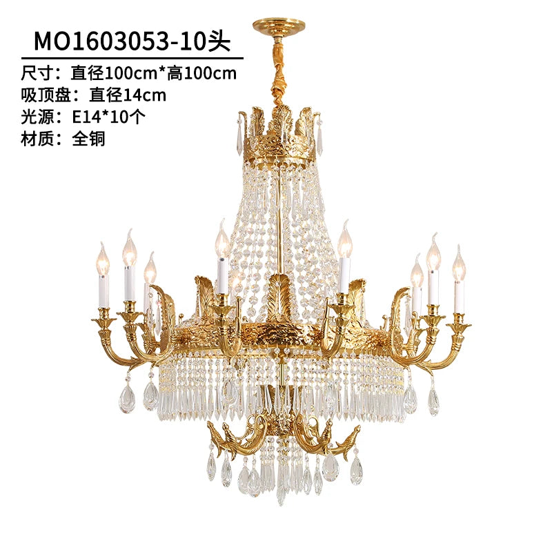 Copper Crystal Chandelier Living Room Dining Room Stairs Duplex Villa Luxury Atmosphere