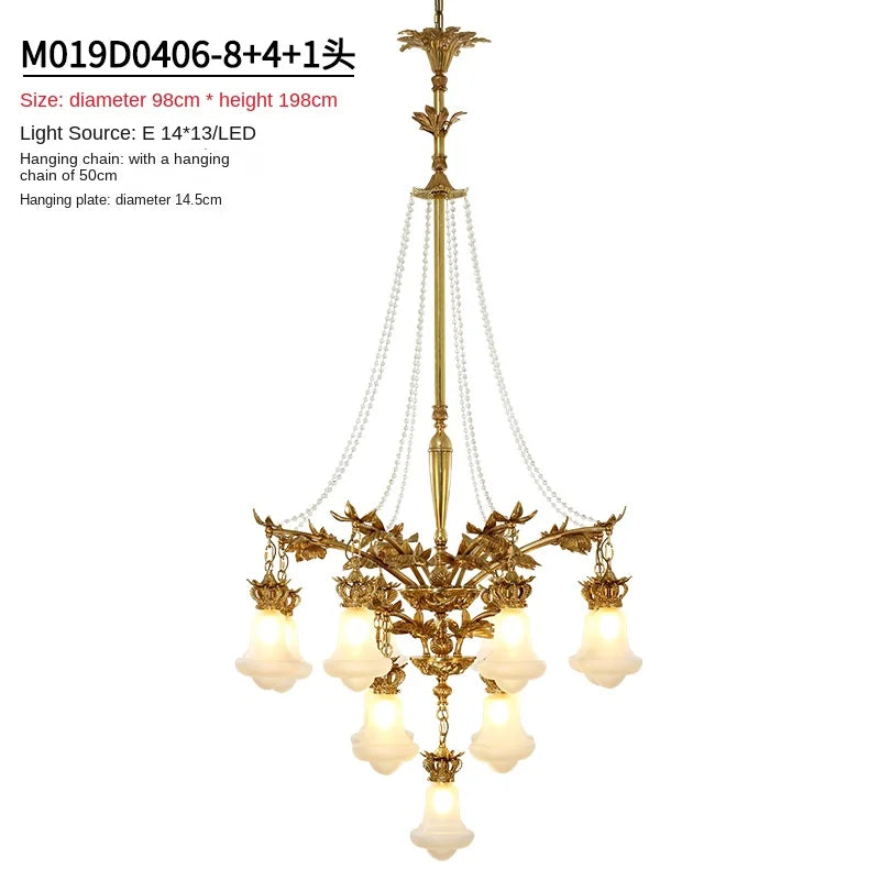 Copper Crystal Chandelier Staircase Duplex Building Luxury Creative High-End Villa Atmospheric Lamps