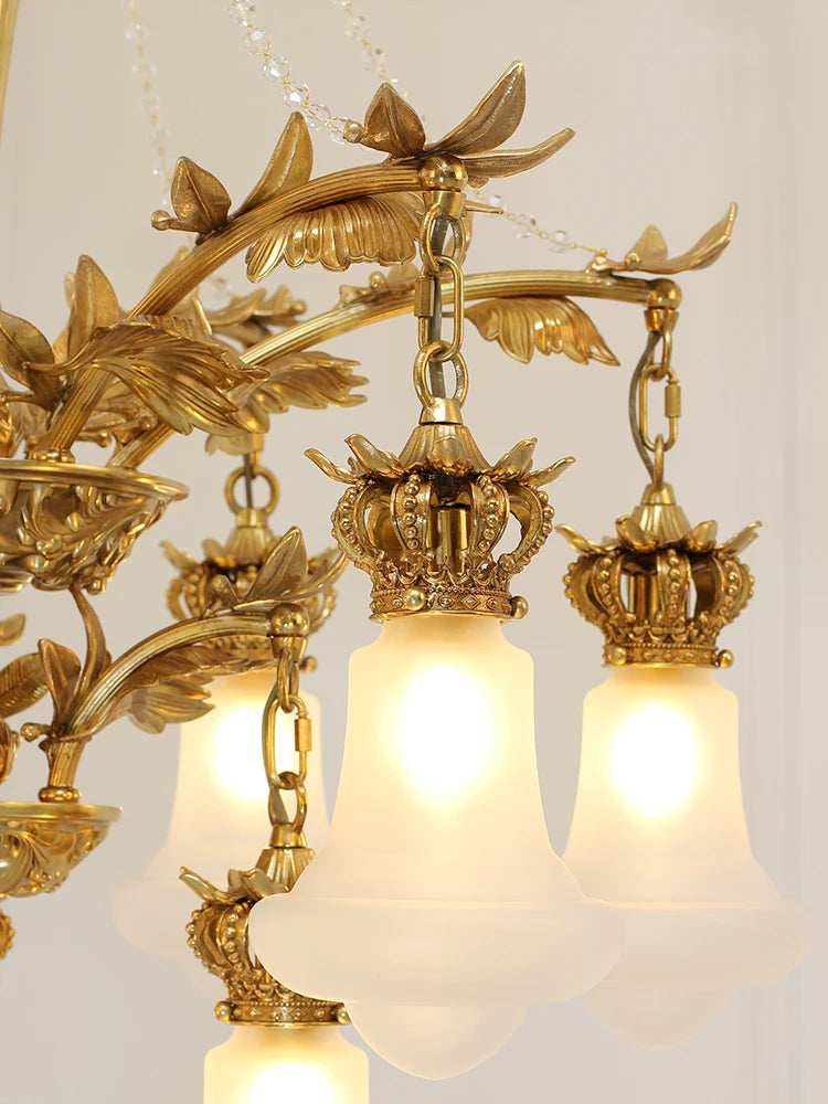 Copper Crystal Chandelier Staircase Duplex Building Luxury Creative High-End Villa Atmospheric Lamps