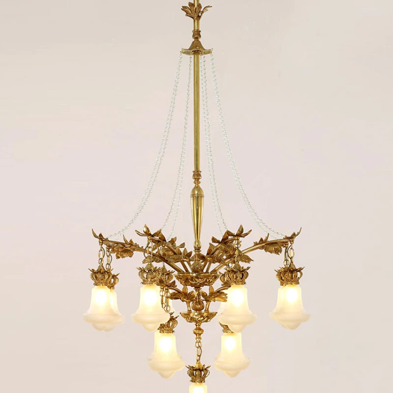 Copper Crystal Chandelier Staircase Duplex Building Luxury Creative High-End Villa Atmospheric Lamps