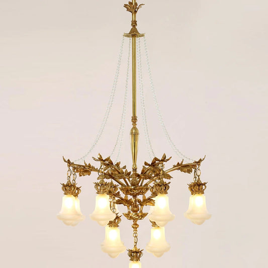 Copper Crystal Chandelier Staircase Duplex Building Luxury Creative High-End Villa Atmospheric Lamps