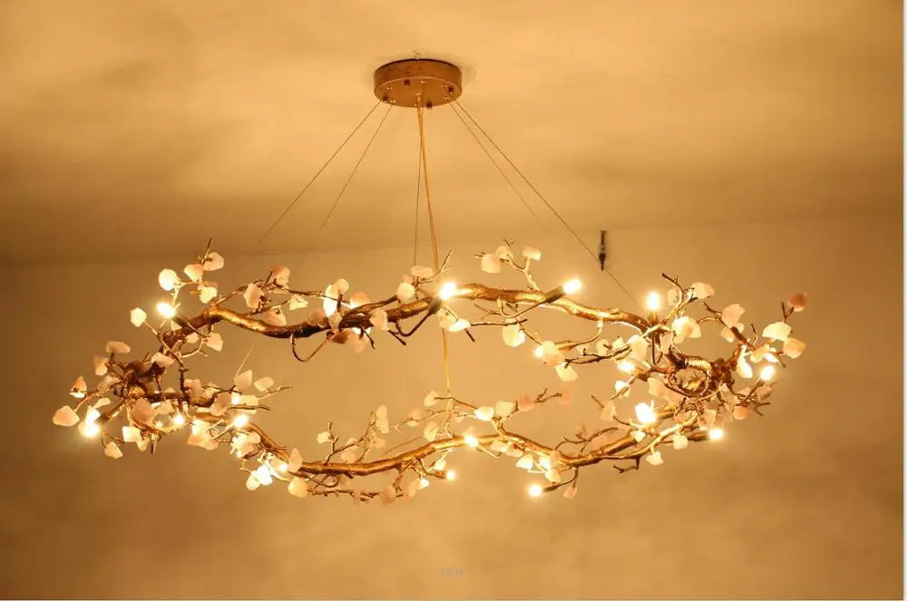 Copper lamp luxury post-modern copper crystal chandelier French living room dining hall lamp American minimalist designer villa