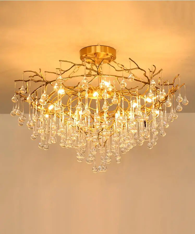 Copper lamp luxury post-modern copper crystal chandelier French living room dining hall lamp American minimalist designer villa