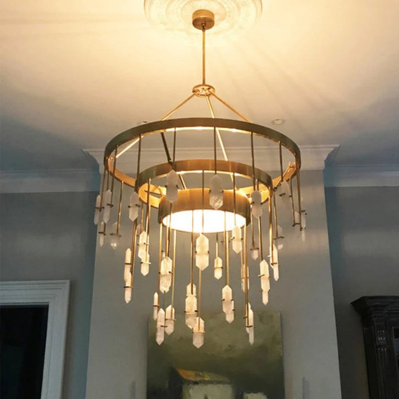 Copper marble chandelier personality creative model room studio restaurant villa duplex building chandelier