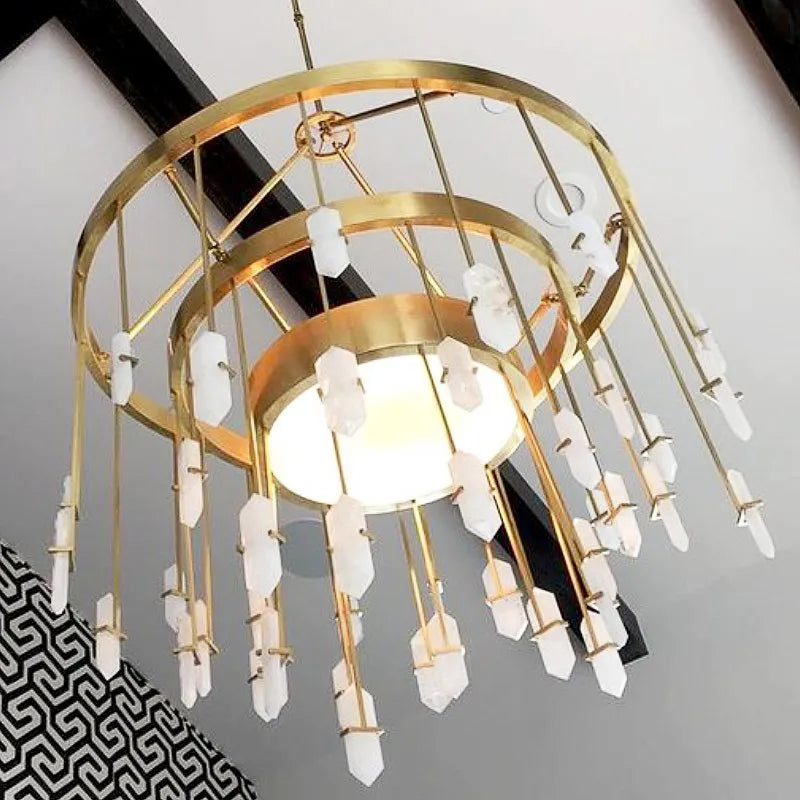 Copper marble chandelier personality creative model room studio restaurant villa duplex building chandelier