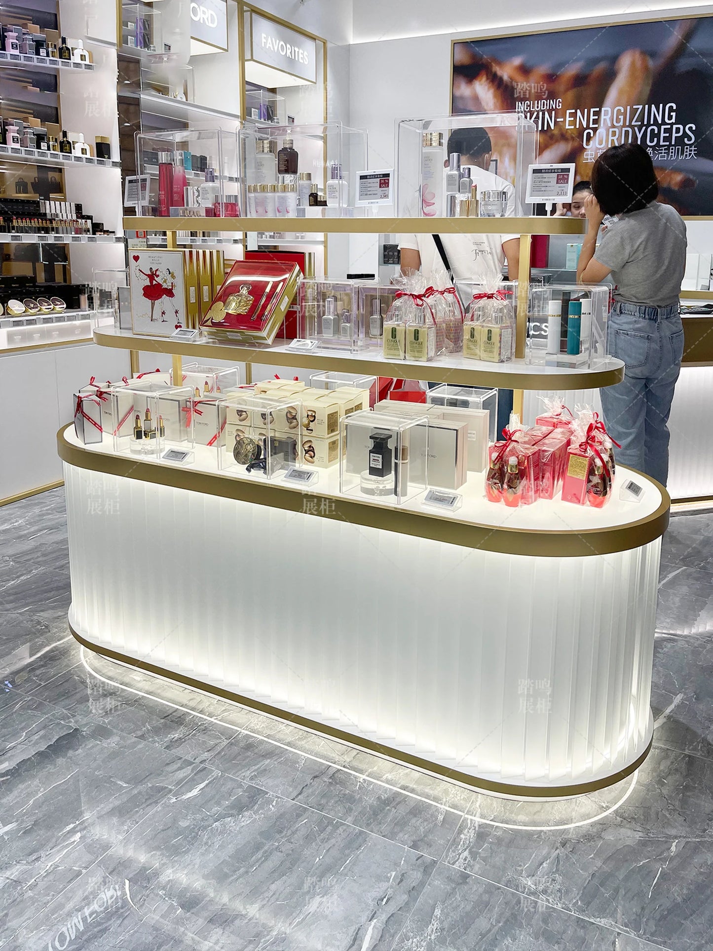 Cosmetics display cabinet, beauty salon cabinet, product display cabinet, high-end skin care products, manicure, island cabinet