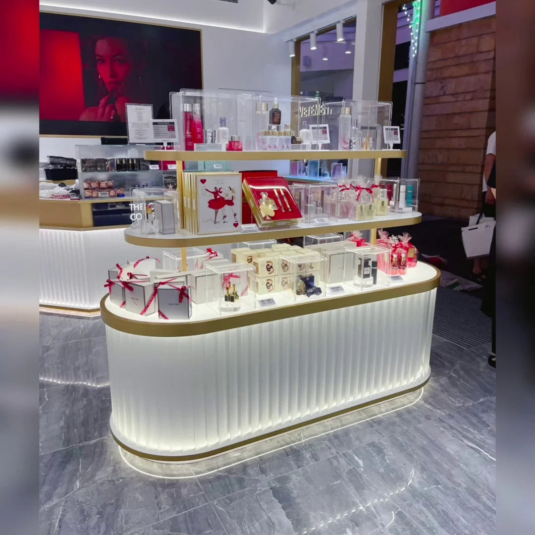 Cosmetics display cabinet, beauty salon cabinet, skin care product display, island display cabinet, shelf, shelf, baking varnish